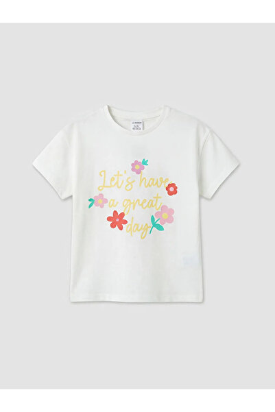 LC Waikiki Λευκό εμπριμέ σετ κολάν για κορίτσια