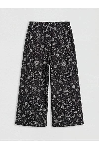 LC Waikiki Μαύρο ελαστικό στη μέση Με σχέδιο Γυναικείο Κάπρι