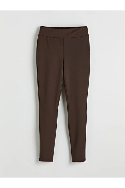 LC Waikiki Καφέ ψηλόμεσο γυναικείο κολάν παντελόνι