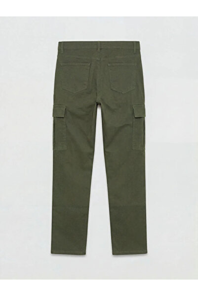 LC Waikiki Ανδρικό παντελόνι Gabardine Cargo σε πράσινο χρώμα, στενή γραμμή