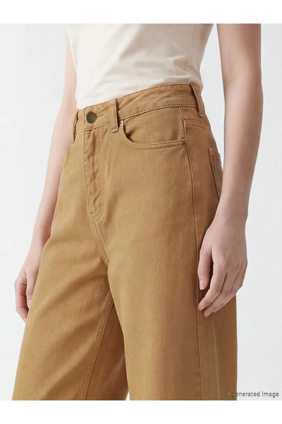 LC Waikiki Μπεζ γυναικείο τζιν παντελόνι σε στυλ barrel fit