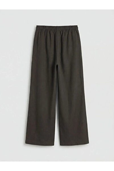 LC Waikiki Καφέ γυναικείο παντελόνι με ελαστική μέση και φαρδύ πόδι