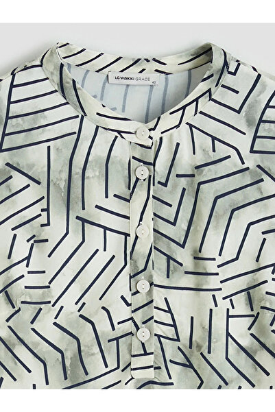 LC Waikiki Γυναικείο τουνίκ με μπεζ μοτίβο με γιακά δικαστή