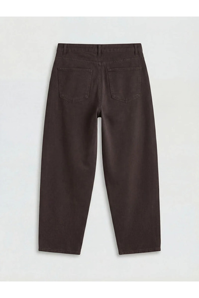 LC Waikiki Καφέ ψηλόμεσο γυναικείο τζιν παντελόνι σε στυλ barrel fit