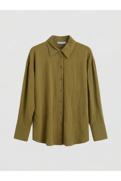 LC Waikiki Γυναικείο πουκάμισο με υφή χακί