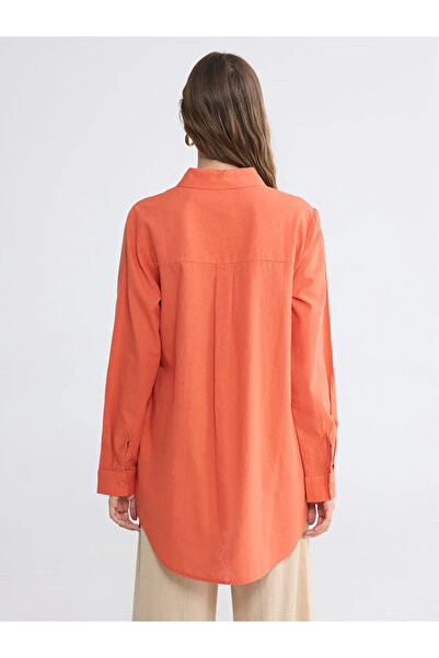LC Waikiki Πορτοκαλί γυναικείο πουκάμισο τουνίκ κανονικής εφαρμογής