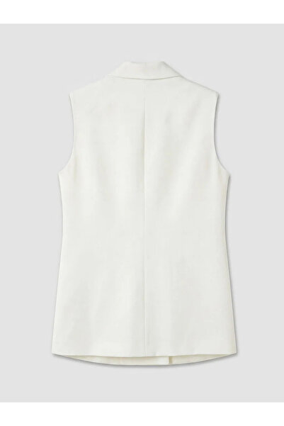 LC Waikiki Λευκό Γυναικείο Κλασικό Γιλέκο με Διπλό Γιακά
