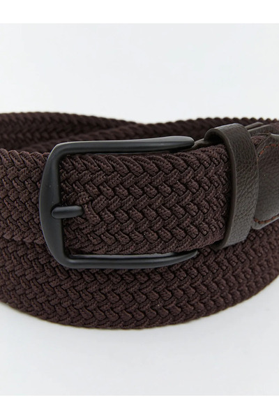 LC Waikiki Καφέ Ανδρική Ζώνη με Πλεκτό Σχέδιο