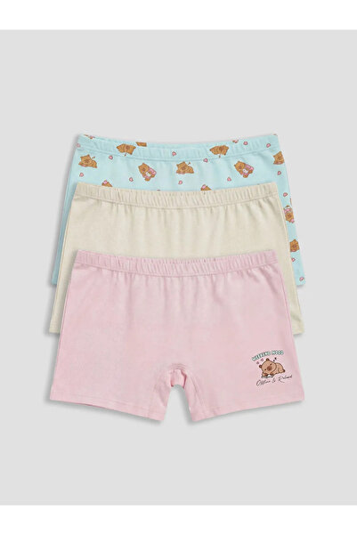 LC Waikiki Μπόξερ για κορίτσια με τιρκουάζ σχέδιο, 3 τεμάχια