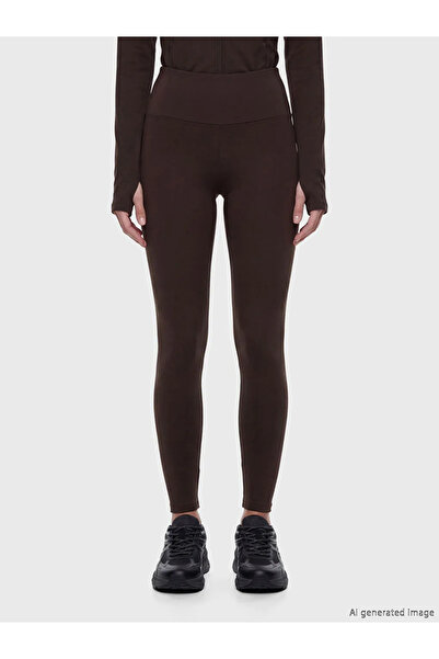 LC Waikiki Καφέ Γυναικείο Αθλητικό Κολάν με Ελαστική Μέση