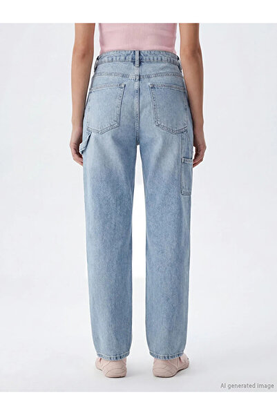 LC Waikiki Γυναικείο τζιν παντελόνι μπλε φαρδύ