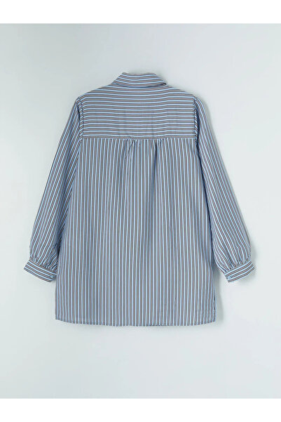 LC Waikiki Μπλε πουκάμισο με γιακά και ρίγες, γυναικείο τουνίκ