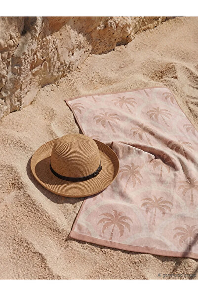 LC Waikiki Γυναικεία πετσέτα θαλάσσης με ροζ σχέδιο φοίνικα 70x150 εκ.