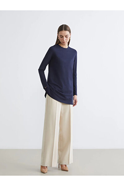 LC Waikiki Γυναικείο τουνίκ σε μπλε ναυτικό χρώμα με λαιμόκοψη ποδηλάτου και ...