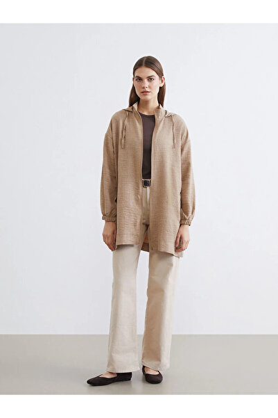 LC Waikiki Μπεζ με κουκούλα oversized Γυναικείο τουνίκ