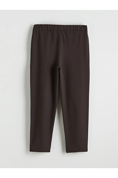 LC Waikiki Καφέ γυναικείο παντελόνι με ελαστική μέση