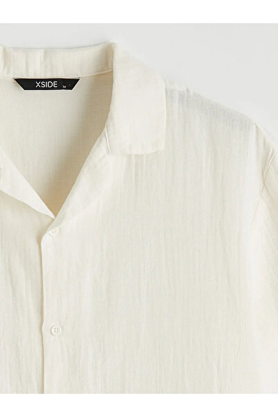 LC Waikiki Ανδρικό πουκάμισο μουσελίνας σε χρώμα εκρού, με χαλαρή εφαρμογή κα...