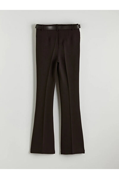 LC Waikiki Καφέ γυναικείο παντελόνι ισπανικού τύπου με ζώνη στη μέση