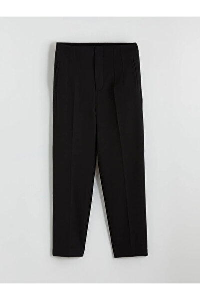 LC Waikiki Μαύρο ψηλόμεσο γυναικείο παντελόνι γκαμπαρντίνα