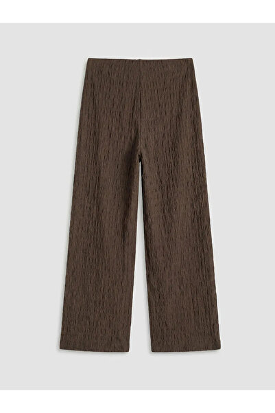 LC Waikiki Καφέ γυναικείο παντελόνι με ελαστική μέση