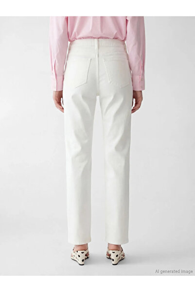 LC Waikiki Λευκό γυναικείο τζιν παντελόνι ίσιας γραμμής