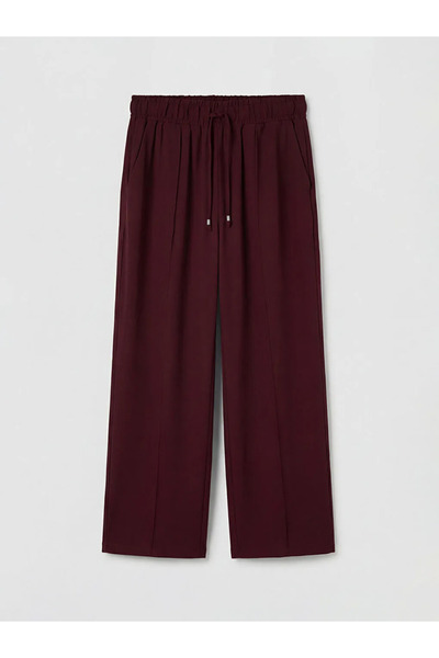 LC Waikiki Γυναικείο παντελόνι μπορντό με ελαστική μέση