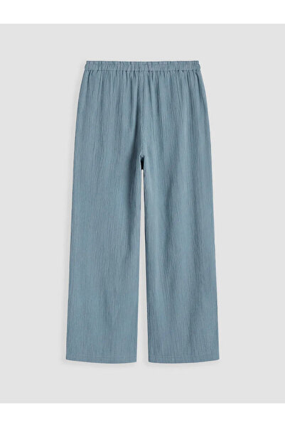 LC Waikiki Γυναικείο παντελόνι με ελαστική μέση μπλε υφή