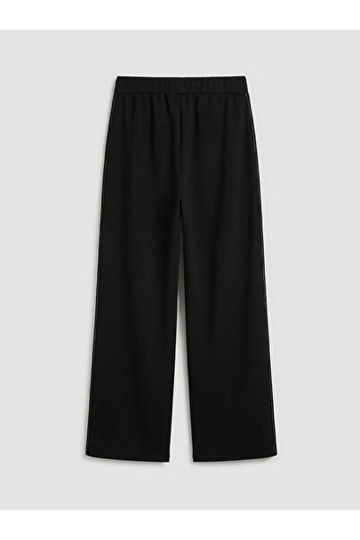 LC Waikiki Μαύρο γυναικείο παντελόνι με ελαστική μέση φαρδιά πόδι