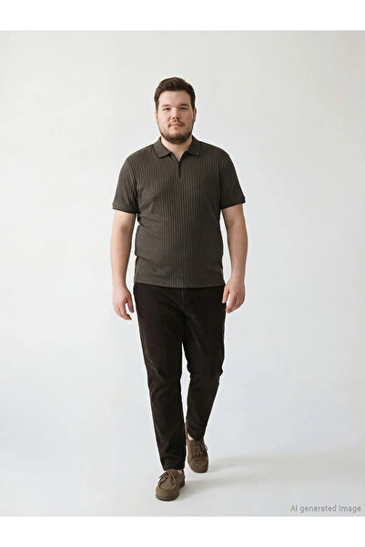 LC Waikiki Ανδρικό παντελόνι από βελούδο χακί Standard Fit