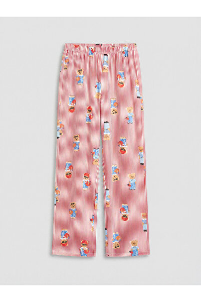 LC Waikiki Γυναικείο παντελόνι πιτζάμας με στάμπα Red Bear Teddy
