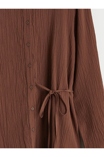 LC Waikiki Γυναικείο πουκάμισο τουνίκ με καφέ υφή