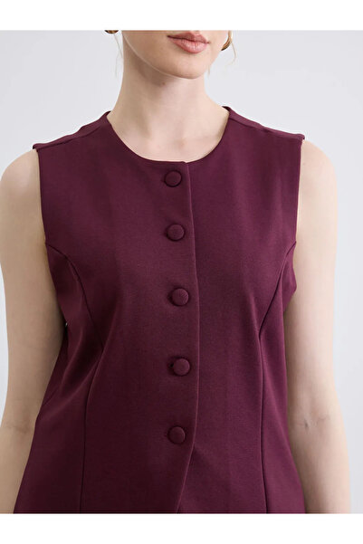 LC Waikiki Γυναικείο γιλέκο με λαιμόκοψη μπορντό
