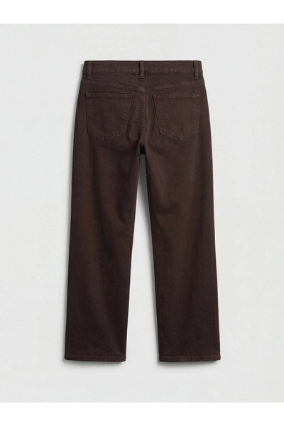 LC Waikiki Καφέ ψηλόμεσο γυναικείο τζιν παντελόνι σε ίσια γραμμή