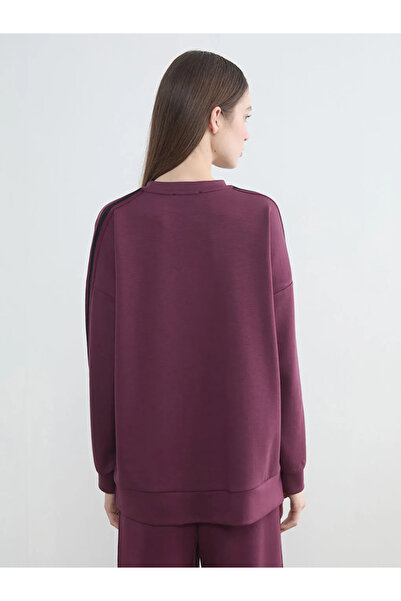 LC Waikiki Γυναικείο φούτερ με λαιμόκοψη Plum oversized