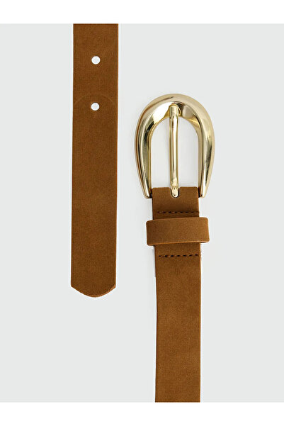 LC Waikiki Γυναικεία ζώνη σε καφέ σουέντ εμφάνιση