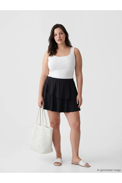 LC Waikiki Μαύρη γυναικεία φούστα μαγιό μεγάλου μεγέθους