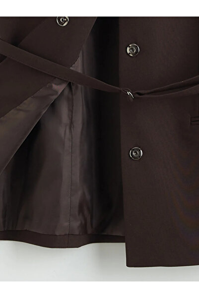 LC Waikiki Καφέ γυναικείο γιλέκο με λαιμόκοψη V και ζώνη στη μέση