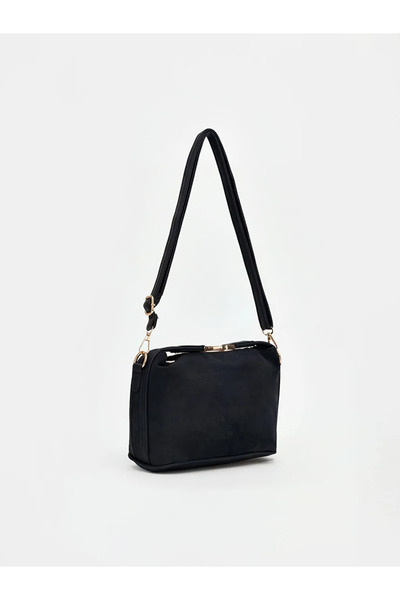 LC Waikiki Μαύρη γυναικεία τσάντα ώμου με εμφάνιση σουέτ