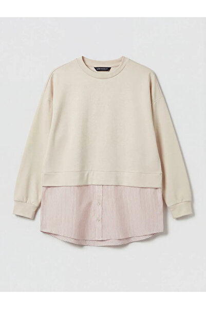 LC Waikiki Μπεζ πουκάμισο με λεπτομέρειες Γυναικείο φούτερ τουνίκ