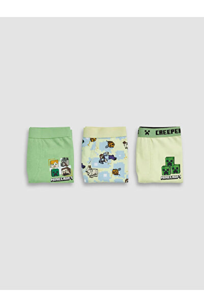 LC Waikiki Yeşil Minecraft Baskılı Erkek Çocuk Boxer 3'lü