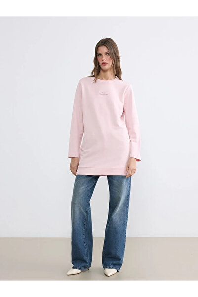 LC Waikiki Ροζ γυναικείο φούτερ με λαιμόκοψη τύπου ποδηλάτου