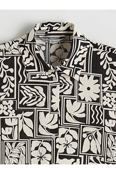 LC Waikiki Γυναικείο πουκάμισο με μαύρο σχέδιο σε μεγάλο μέγεθος