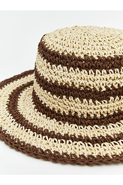 LC Waikiki Εκρού Ψάθινο Καπέλο για Κορίτσια