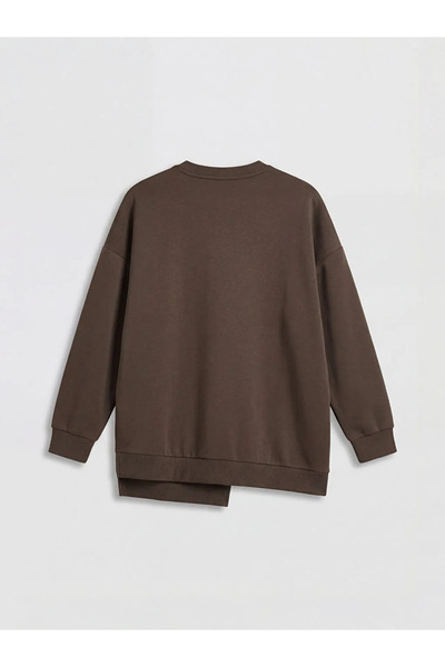 LC Waikiki Χακί Γυναικείο Φούτερ Oversize με Απαλή Υφή