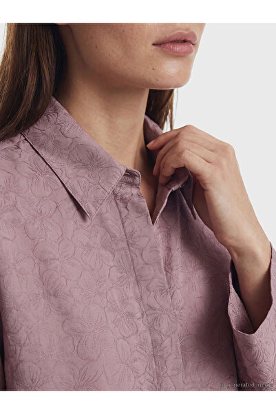 LC Waikiki Γυναικείο πουκάμισο τουνίκ με λιλά σχέδια από μείγμα Modal