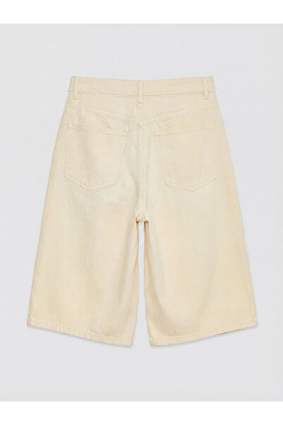 LC Waikiki Κίτρινο γυναικείο τζιν σορτς Bermuda Fit