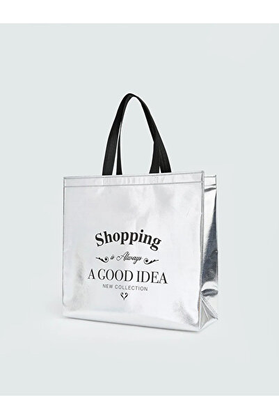 LC Waikiki Τσάντα αγορών με μικτά σλόγκανς σε σχέδιο εκτύπωσης