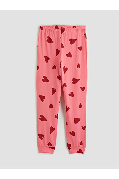 LC Waikiki Ροζ Καρδιά Με σχέδιο Γυναικεία Πιτζάμα Παντελόνι jogger Τεμάχια