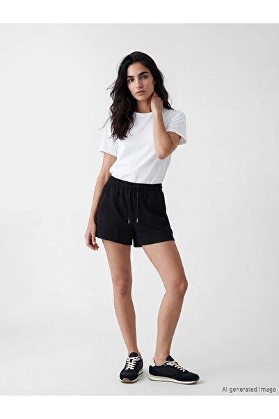 LC Waikiki Μαύρο γυναικείο σορτς με ελαστική μέση