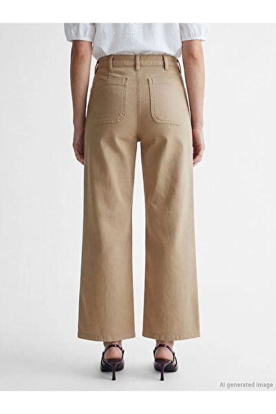 LC Waikiki Μπεζ γυναικείο τζιν παντελόνι Wideleg